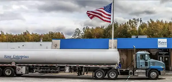Ross Fuel Truck in front of Ross building